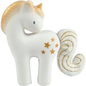 Tikiri Pure Rubber Unicorn Rattle with crinkle tail Teething Toy aged 0+